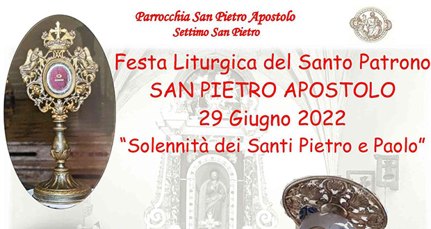 Banner Festa Liturgica in onore del Santo Patrono San Pietro Apostolo - Settimo San Pietro - ParteollaClick
