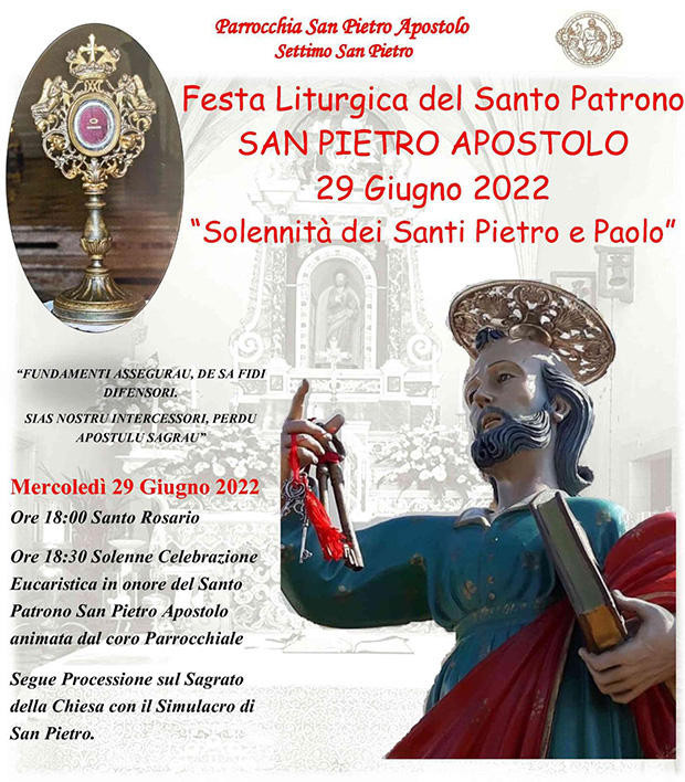 Festa Liturgica in onore del Santo Patrono San Pietro Apostolo - Settimo San Pietro - ParteollaClick