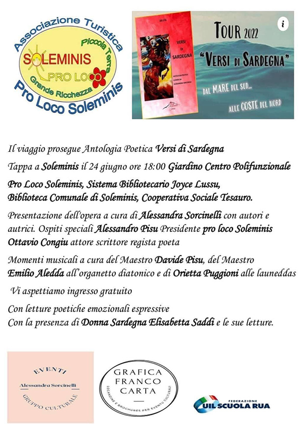 Presentazione dell'antologia poetica Versi di Sardegna - Soleminis - 24 Giugno 2022 - ParteollaClick