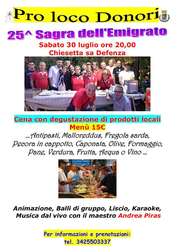 25ª Sagra dell'Emigrato, cena con degustazioni di prodotti locali - Donori - 30 Luglio 2022 - ParteollaClick