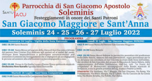 Banner Festeggiamenti in onore dei Santi Patroni San Giacomo e Sant'Anna - Soleminis - Dal 24 al 27 Luglio 2022 - ParteollaClick