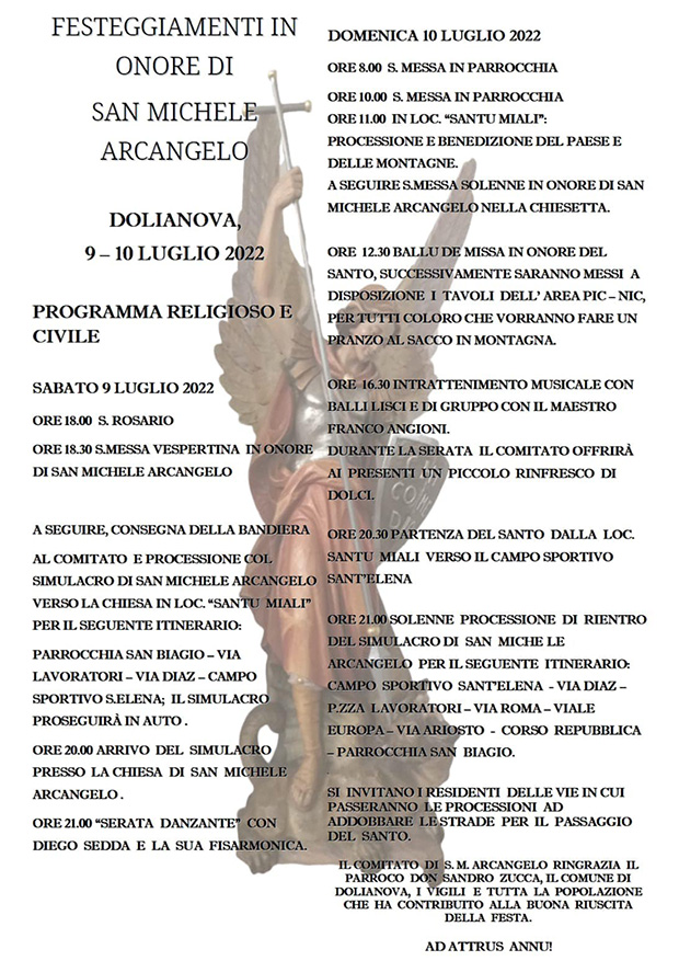 Festeggiamenti in onore di San Michele Arcangelo 2022 - Dolianova - 9 e 10 Luglio 2022 - ParteollaClick