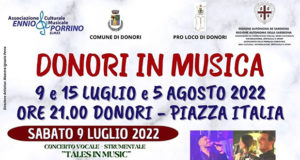 Banner Serate musicali DONORI IN MUSICA - Donori - 9, 15 Luglio e 5 Agosto 2022 - ParteollaClick
