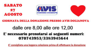 Banner Giornata della Donazione di Sangue 2022 - Dolianova - 27 Agosto 2022 - ParteollaClick