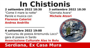 Banner IN CHISTIONIS, tre appuntamenti letterari nella Casa Museo - Serdiana - Dal 2 al 4 Settembre 2022 - ParteollaClick