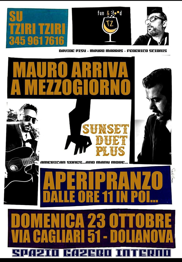 Aperipranzo con la musica dal vivo dei SUNSET DUET PLUS a su Tziri Tziri - Dolianova - 23 Ottobre 2022 - ParteollaClick