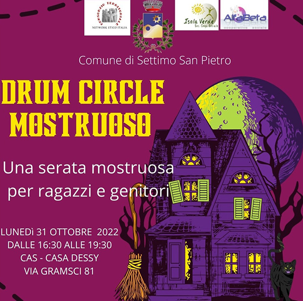 DRUM CIRCLE MOSTRUOSO a Casa Dessy - Settimo San Pietro - 31 Ottobre 2022 - ParteollaClick