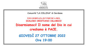 Banner XXIª Giornata ecumenica del dialogo cristiano-islamico - Serdiana - 27 Ottobre 2022 - ParteollaClick