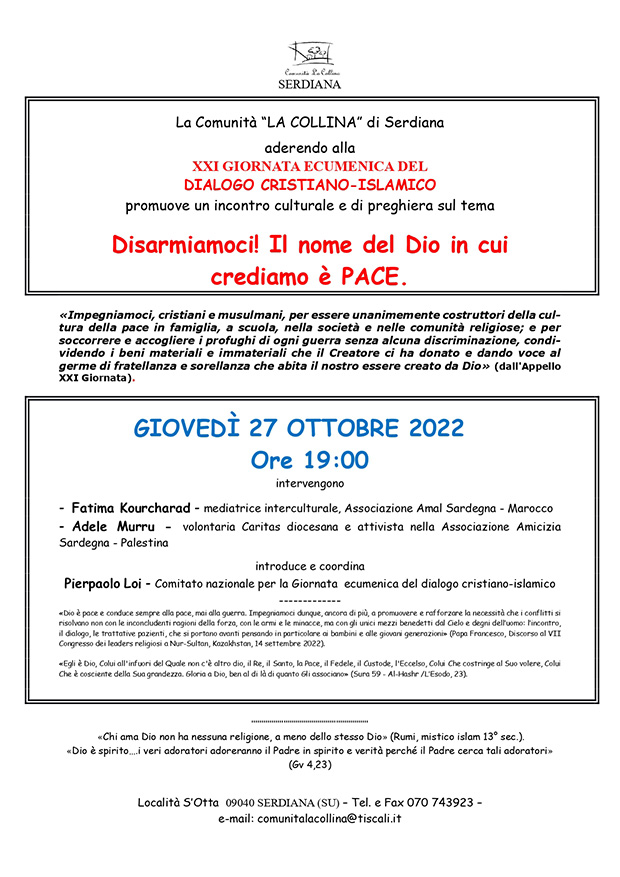 XXIª Giornata ecumenica del dialogo cristiano-islamico - Serdiana - 27 Ottobre 2022 - ParteollaClick