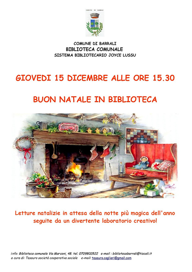 BUON NATALE IN BIBLIOTECA 2022, laboratorio creativo e letture natalizie per bambini - Barrali - 15 Dicembre 2022 - ParteollaClick