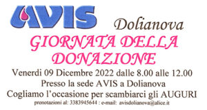 Banner Giornata della Donazione di Sangue nell'Associazione AVIS in Piazza Amendola - Dolianova - 9 Dicembre 2022 - ParteollaClick