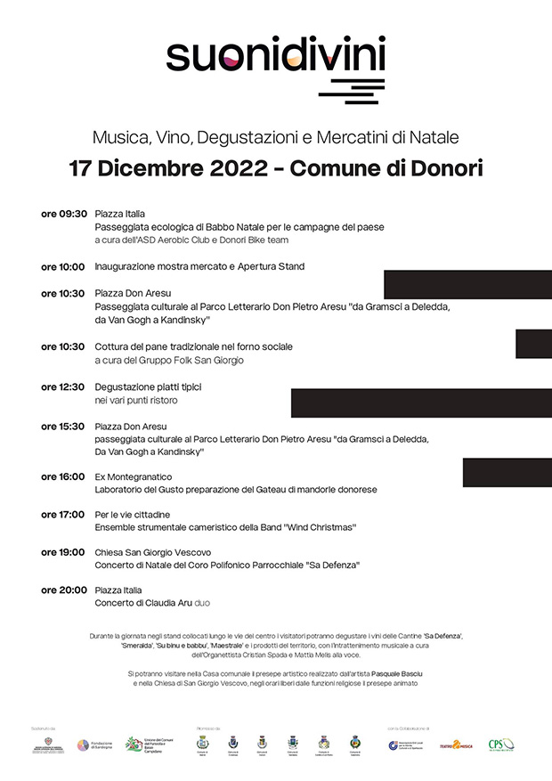 Suonidivini, Musica, Vino, Degustazioni e Mercatini di Natale tra le colline del Parteolla - Donori - 17 Dicembre 2022 - ParteollaClick