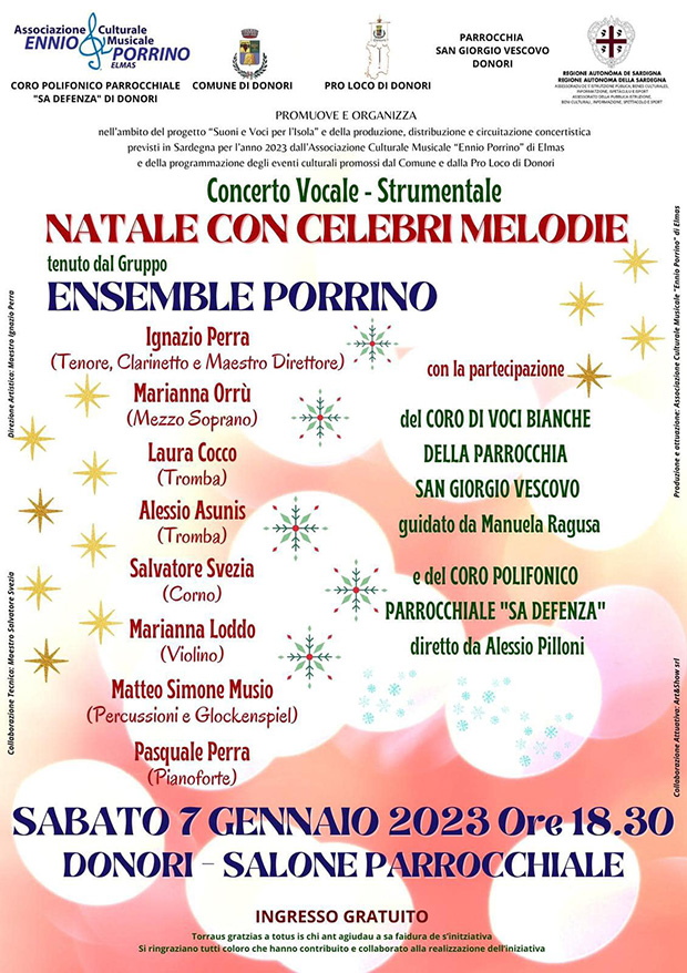 Concerto vocale-strumentale NATALE CON CELEBRI MELODIE nel Salone Parrocchiale - Donori - 7 Gennaio 2023 - ParteollaClick