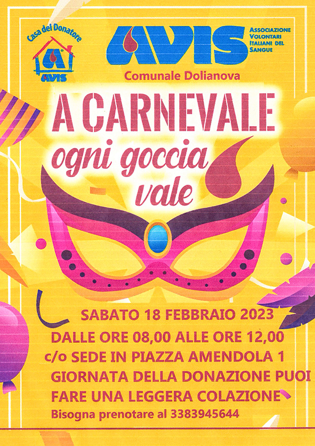 Giornata della Donazione di Sangue 2023 nell'Associazione AVIS  - Dolianova - 18 Febbraio 2023 - ParteollaClick